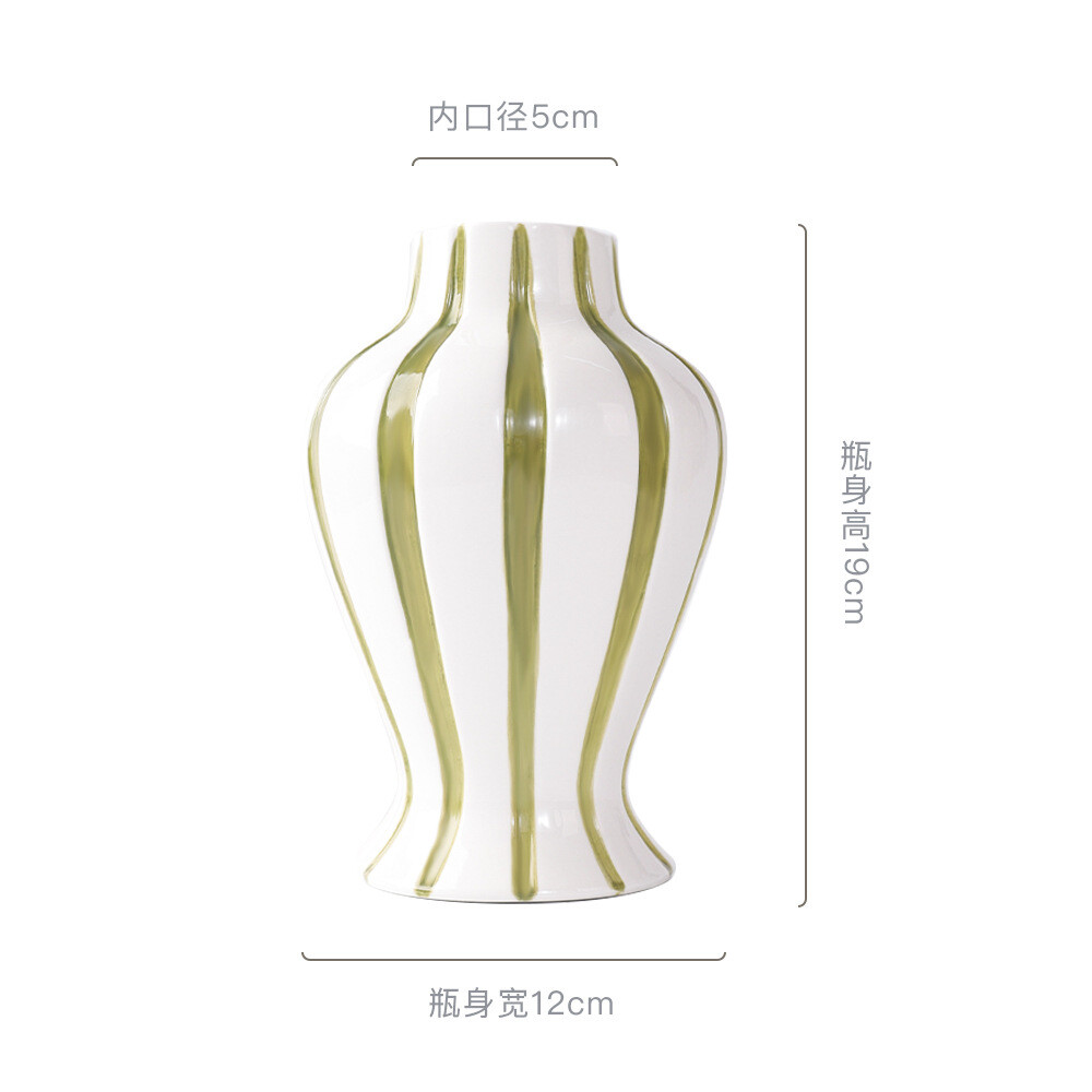 Striped painted ceramic vase