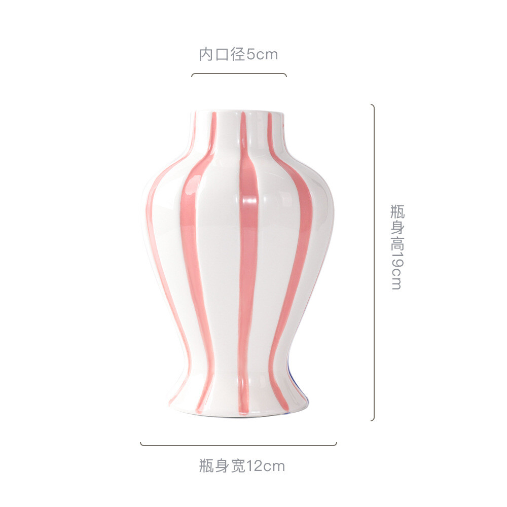 Striped painted ceramic vase