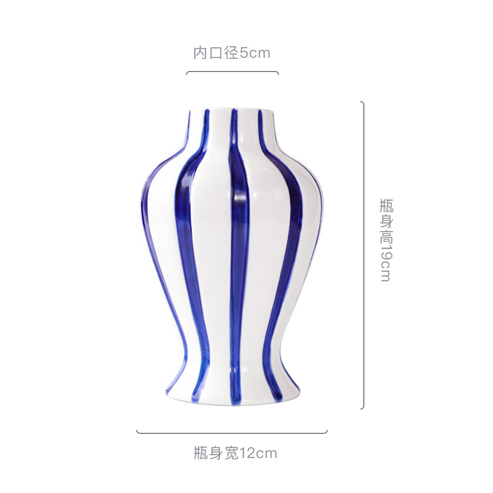 Striped painted ceramic vase