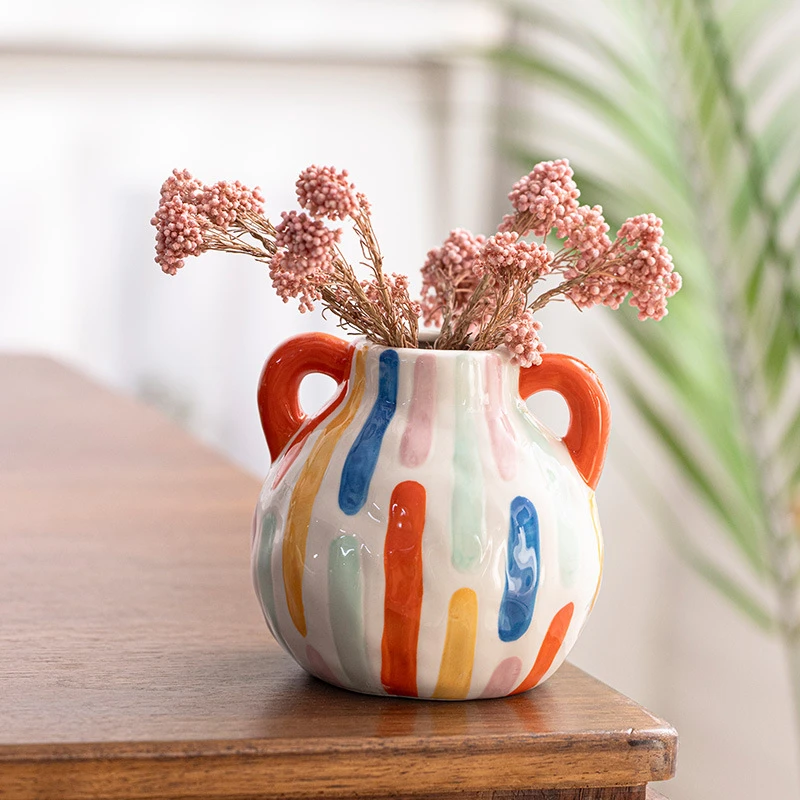 Hand-painted double-eared vase