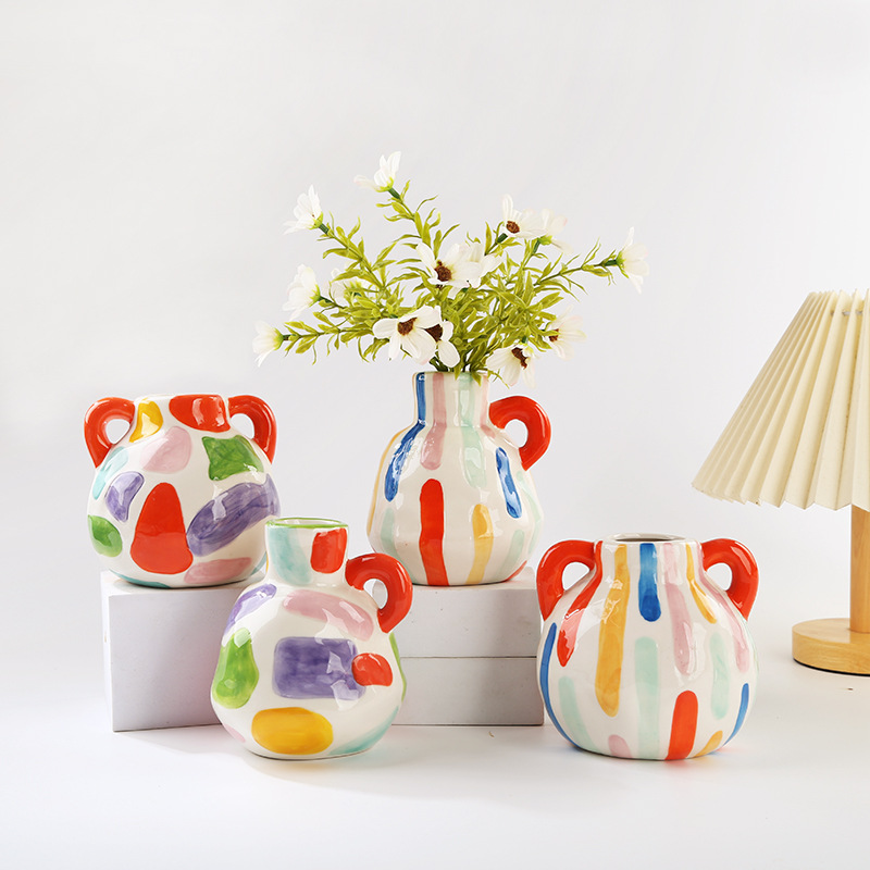 Hand-painted double-eared vase