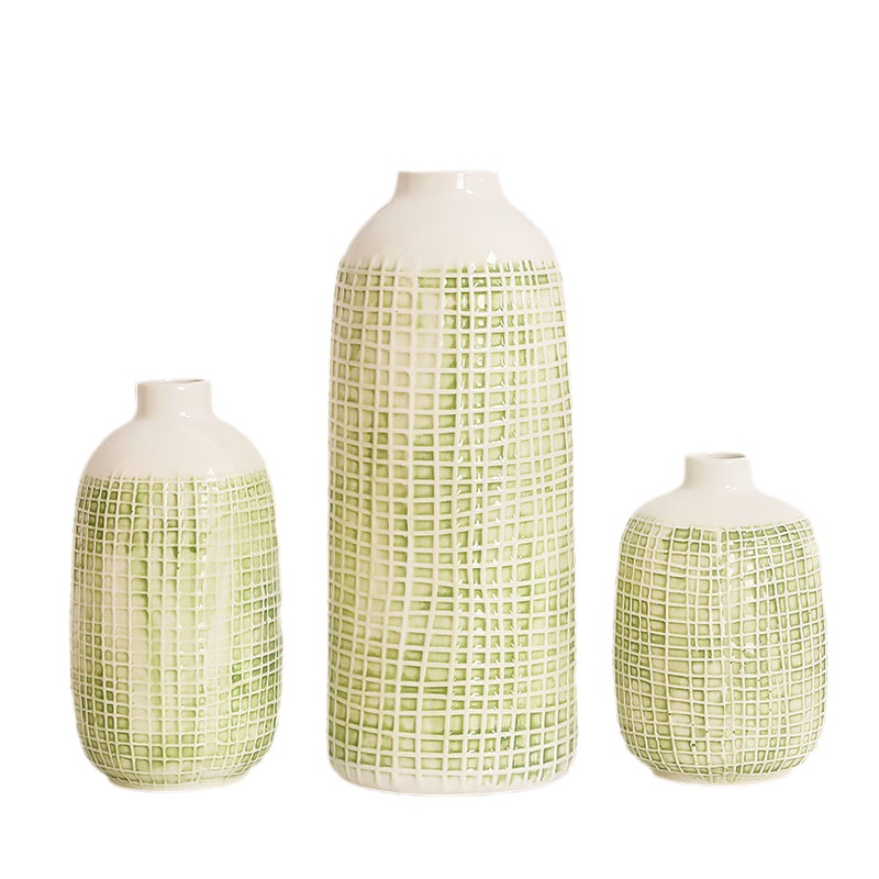 Hand-painted checkered ceramic vase