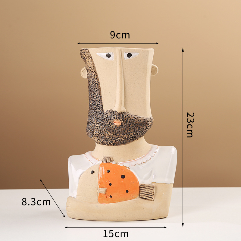 Hand-Painted figure ceramic vase