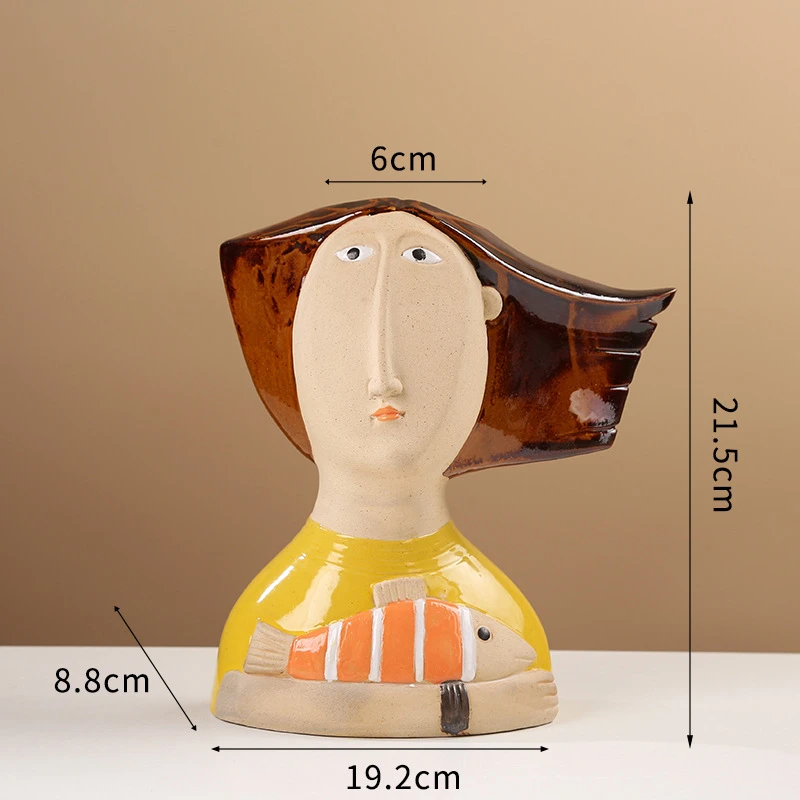 Hand-Painted figure ceramic vase