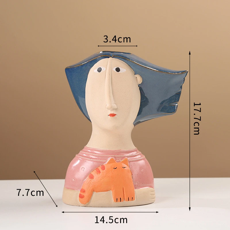 Hand-Painted figure ceramic vase