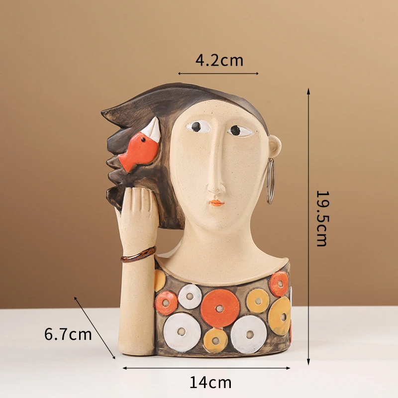 Hand-Painted figure ceramic vase