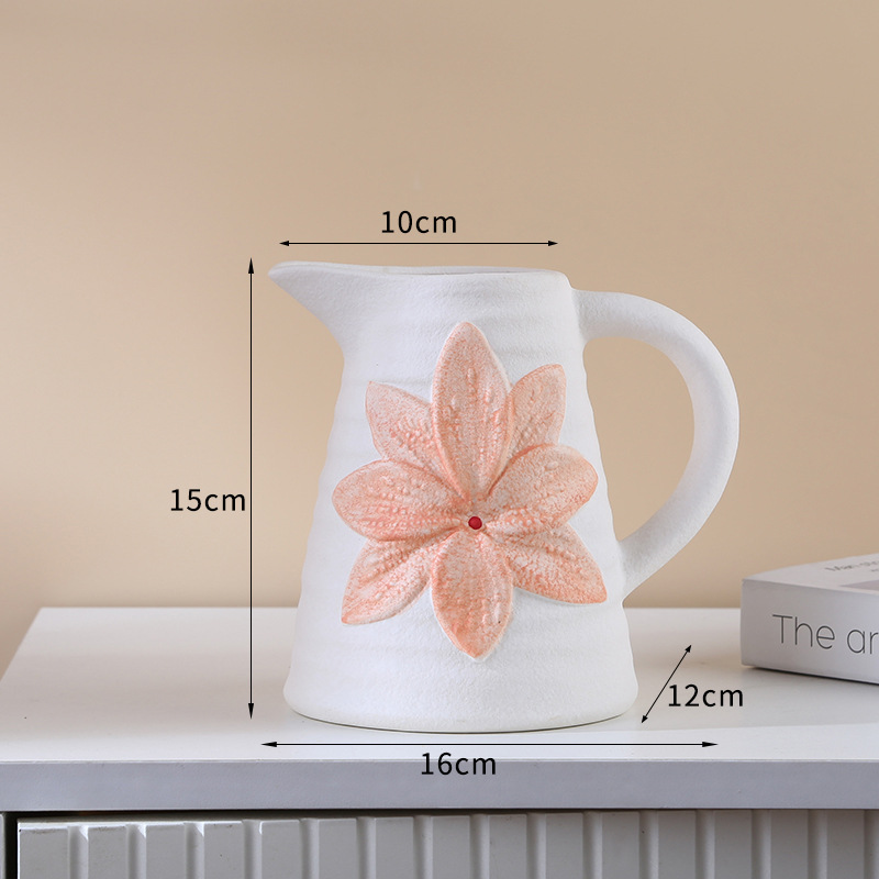 Relief flower ceramic vase