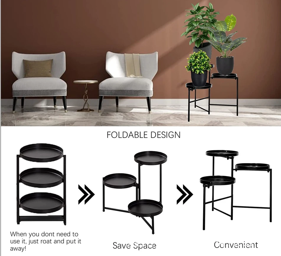 Foldable iron flower rack