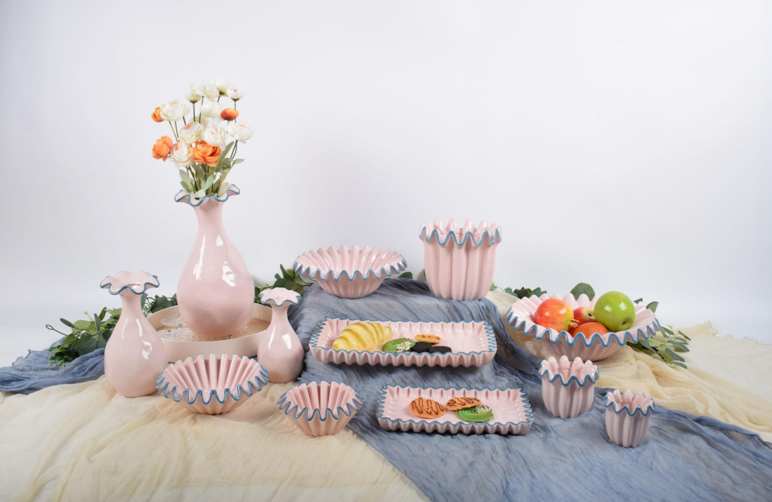 Hand made ruffled vases