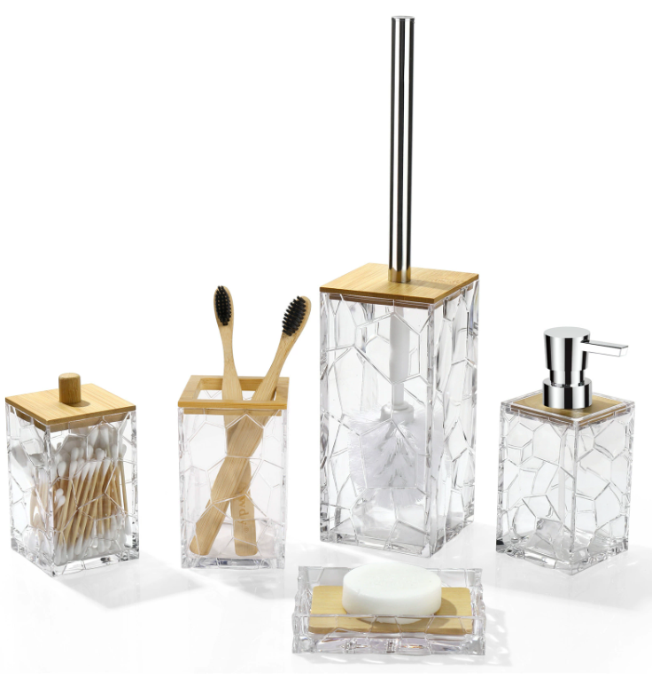 Acrylic bathroom wash set (5-piece)