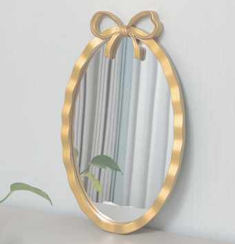 Plastic bow-shaped oval half-body mirror