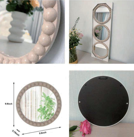 Plastic round beaded mirror