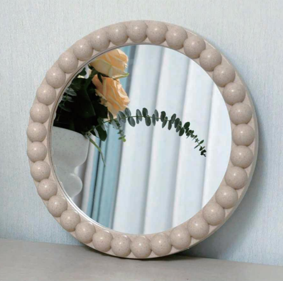 Plastic round beaded mirror