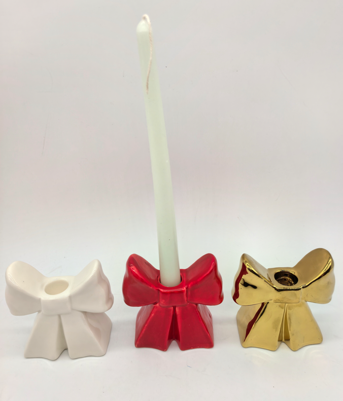 Ceramic bowknot-shaped candlestick