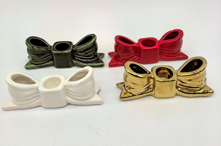 Ceramic bowknot-shaped candlestick