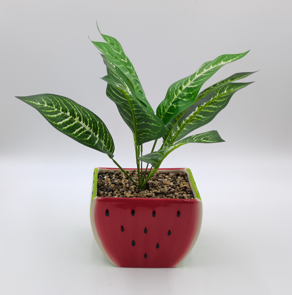 Artificial plant with ceramic pot