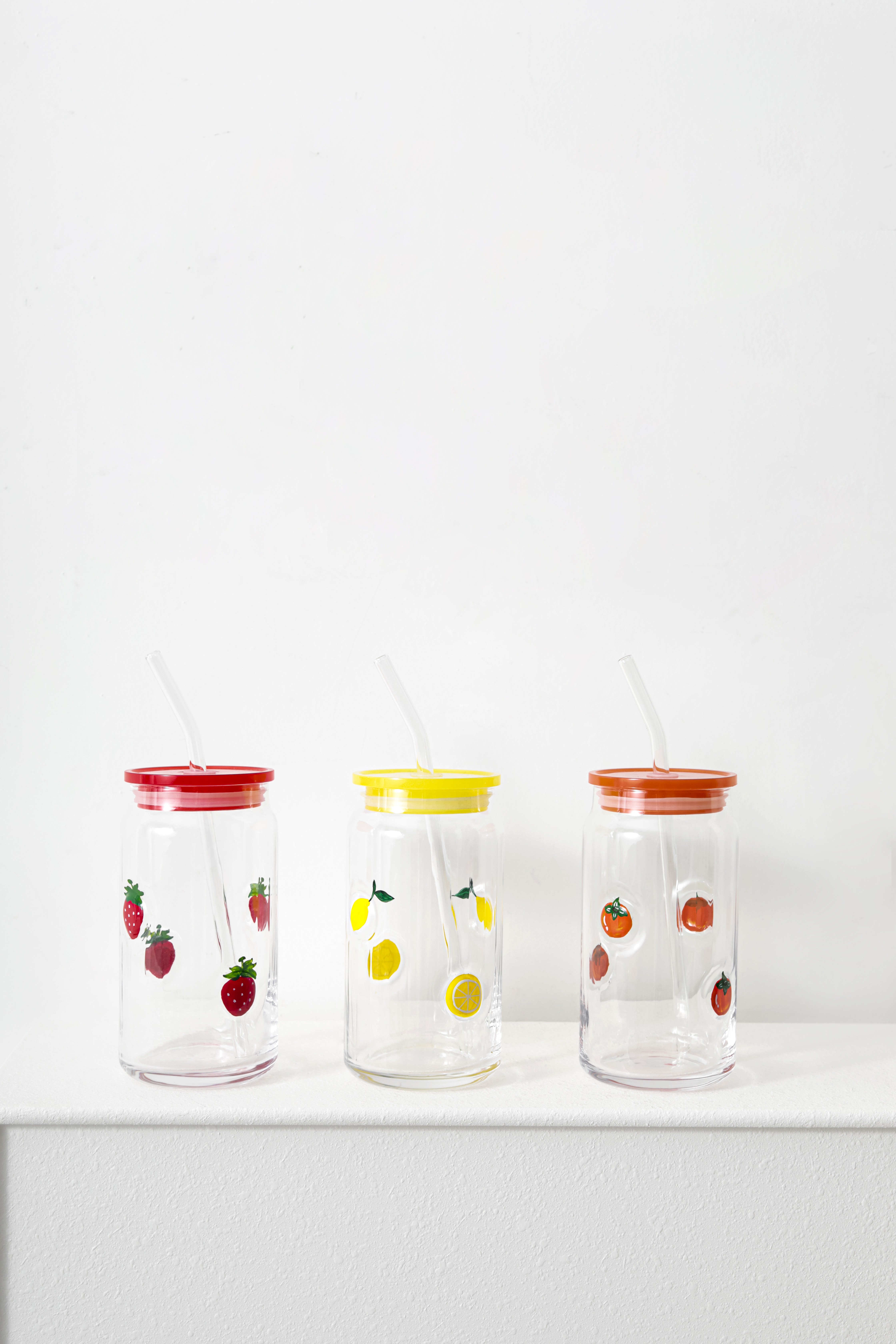 Glass hand-painted fruit juice bottle