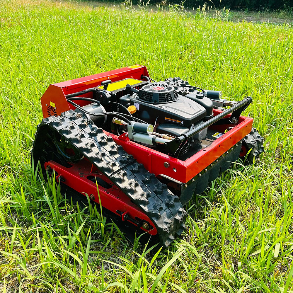 How to use a crawler gasoline electric start remote control lawn mower?