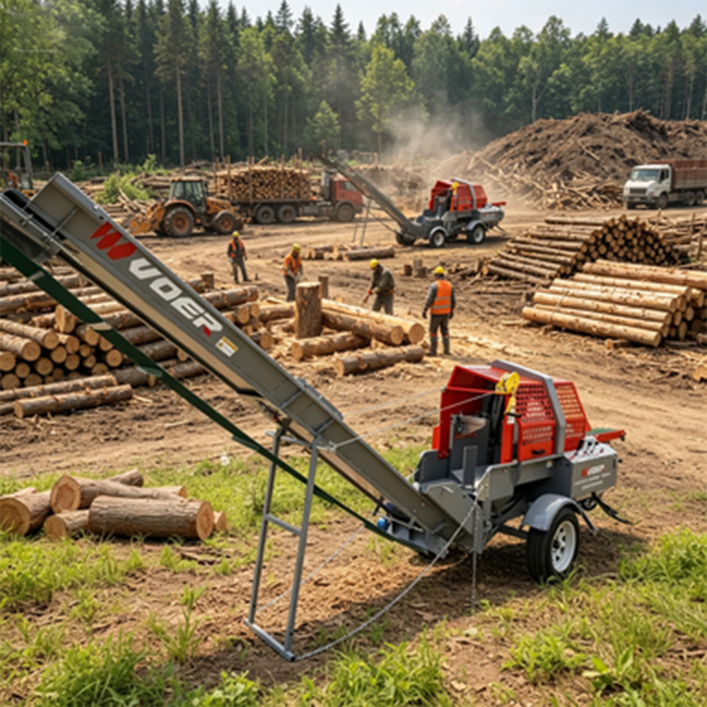 Heavy Duty Conveyor Belt Log Splitter For Large Scale Timber Processing