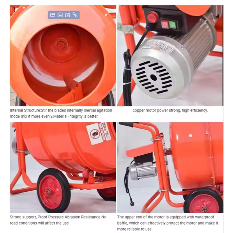 Hand Push 120L 200L 240L 280L 350L 500L Portable Electric Gasoline Concrete Mixer Machine
