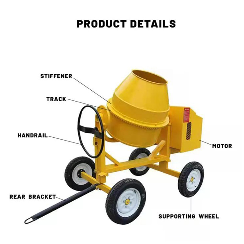 Mobile Concrete Mixer Machine 350L 400L 500L Small Gasoline Diesel Seft-Load Concrete Mixer