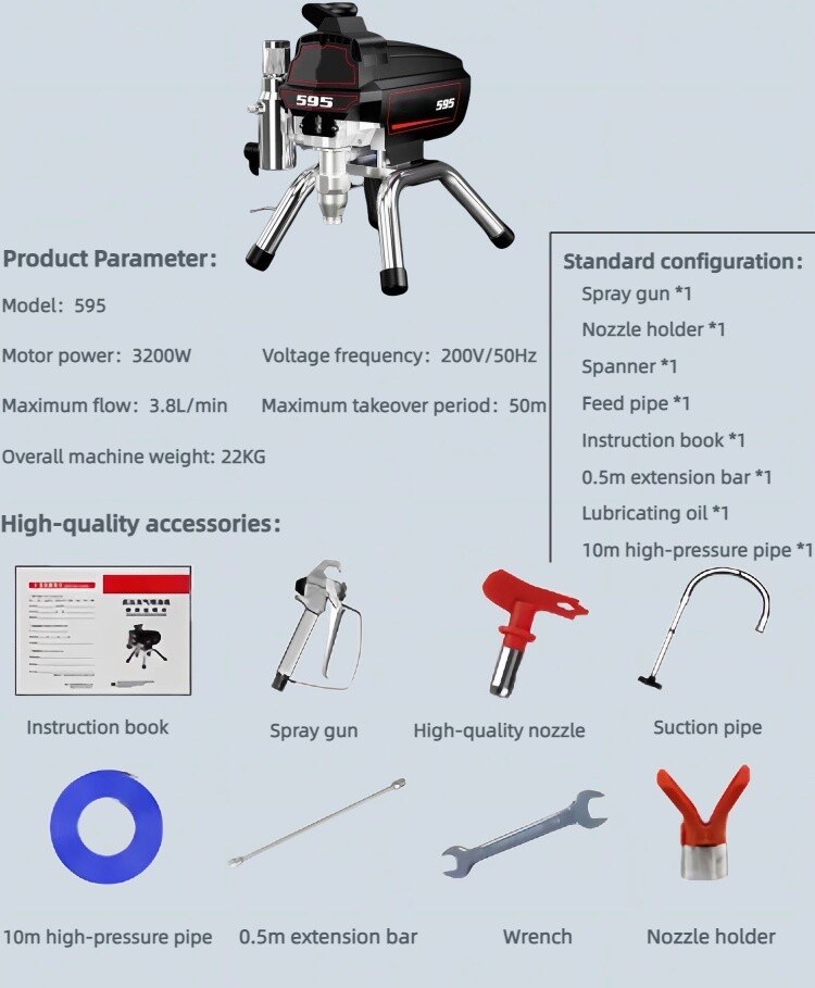 High Pressure Portable Electric Spray Gun Airless Paint Sprayer