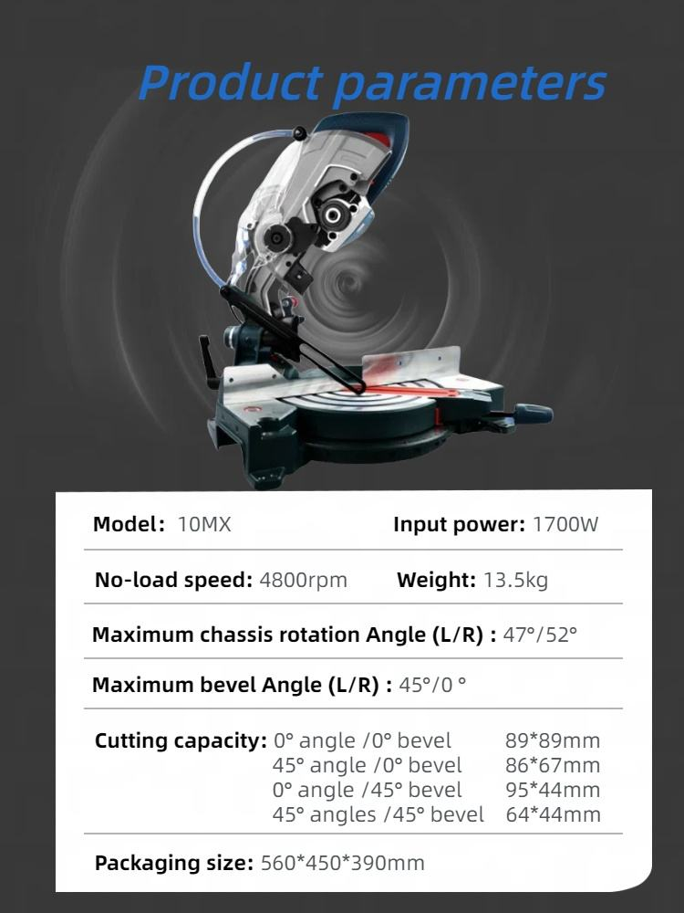 1700W Sliding Miter Saw Woodworking Machine Suitable for Cutting Aluminum Wood and Metal Cutting Machine