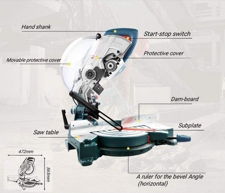 1700W Sliding Miter Saw Woodworking Machine Suitable for Cutting Aluminum Wood and Metal Cutting Machine