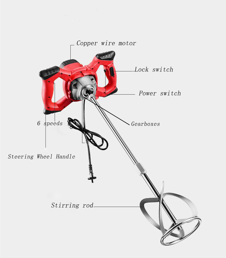 Electric Industrial Paint Mixer High Power Putty Concrete Cement Ash Machine Food Mixer