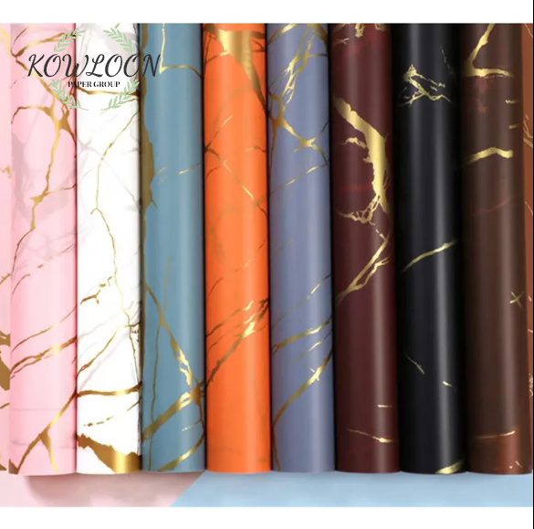 Papier d'emballage coloré pour fête d'anniversaire, emballage cadeau de luxe pour fleurs, avec impression offset en PVC enduit