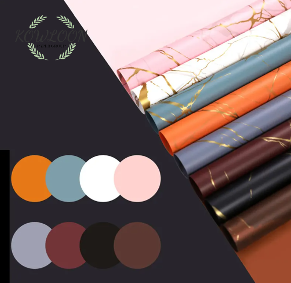 Papier d'emballage coloré pour fête d'anniversaire, emballage cadeau de luxe pour fleurs, avec impression offset en PVC enduit