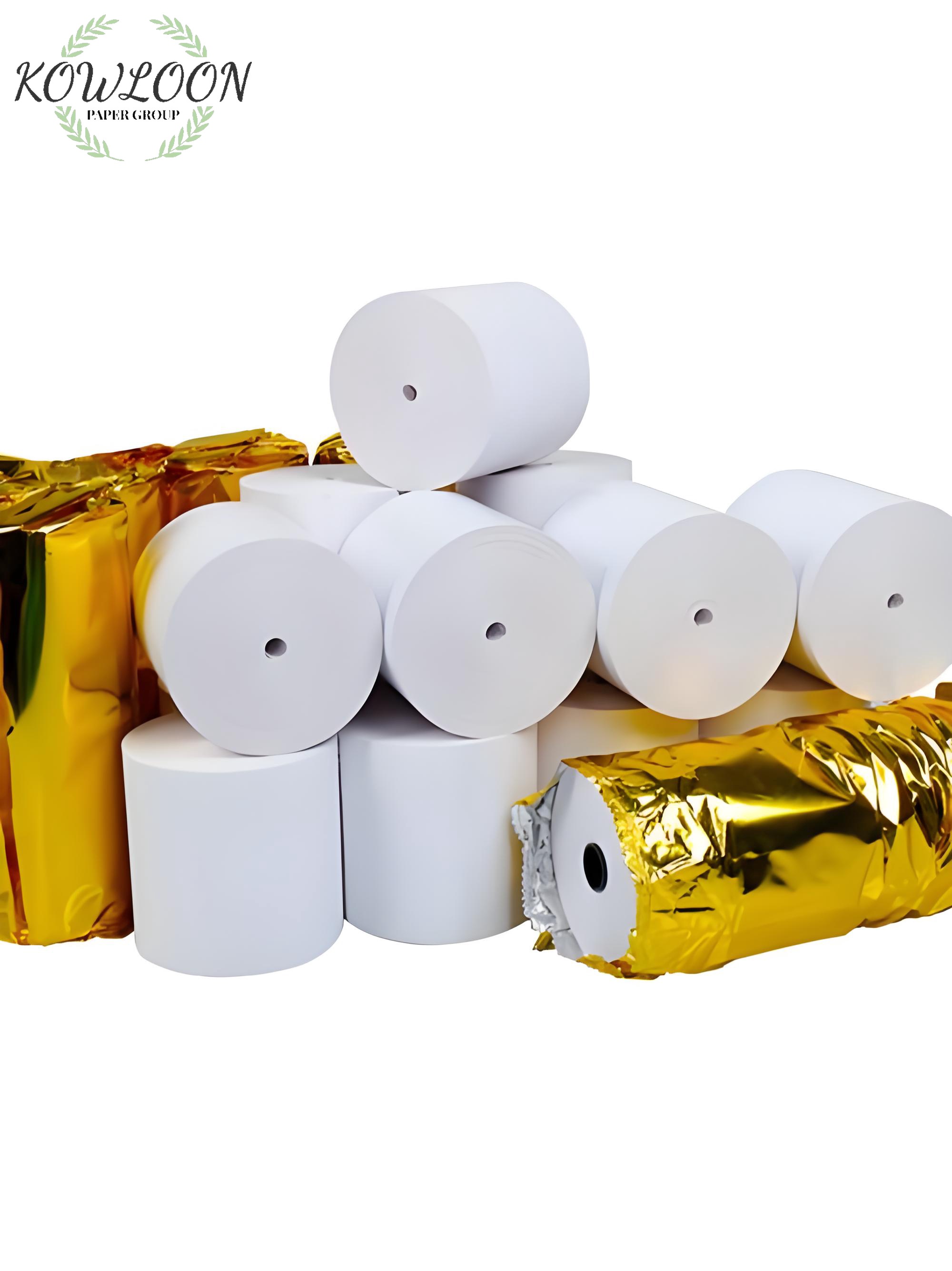 Rouleau de papier thermique personnalisé imprimé en usine 57mm 80mm pour caisse enregistreuse