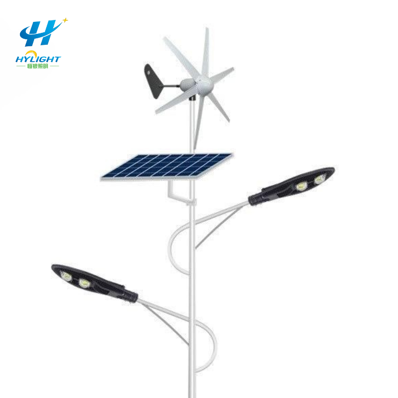 Gros lampadaire solaire hybride avec turbine éolienne