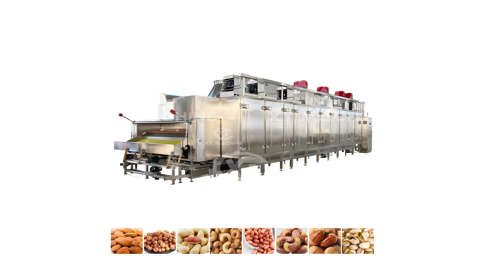 Continuous belt type hot air roasting Machine