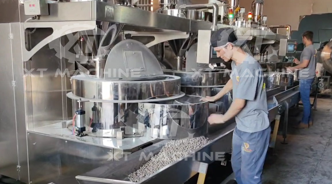 Full automatic peanut coating machine working in customer factory