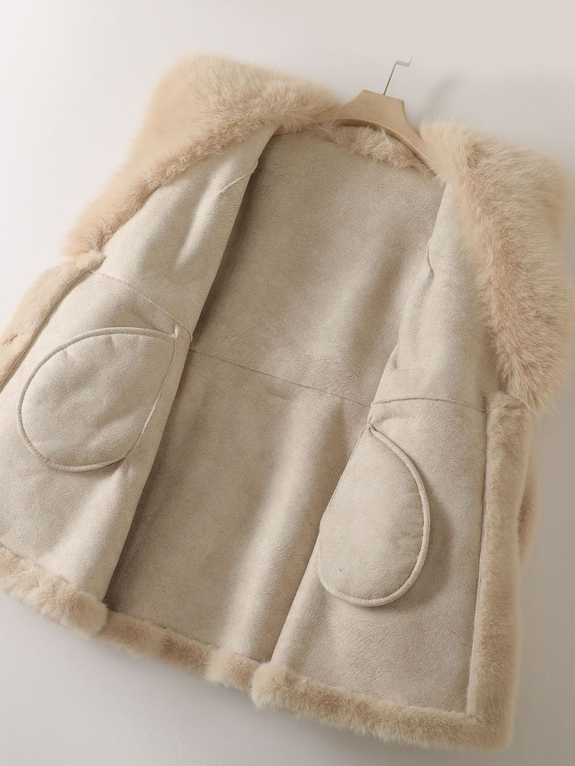 Cross-border imitation waterfowl fur faux fur chamois velvet mid-length collar buttoned leather and fur integrated eco-friendly fox coat for autumn and winter