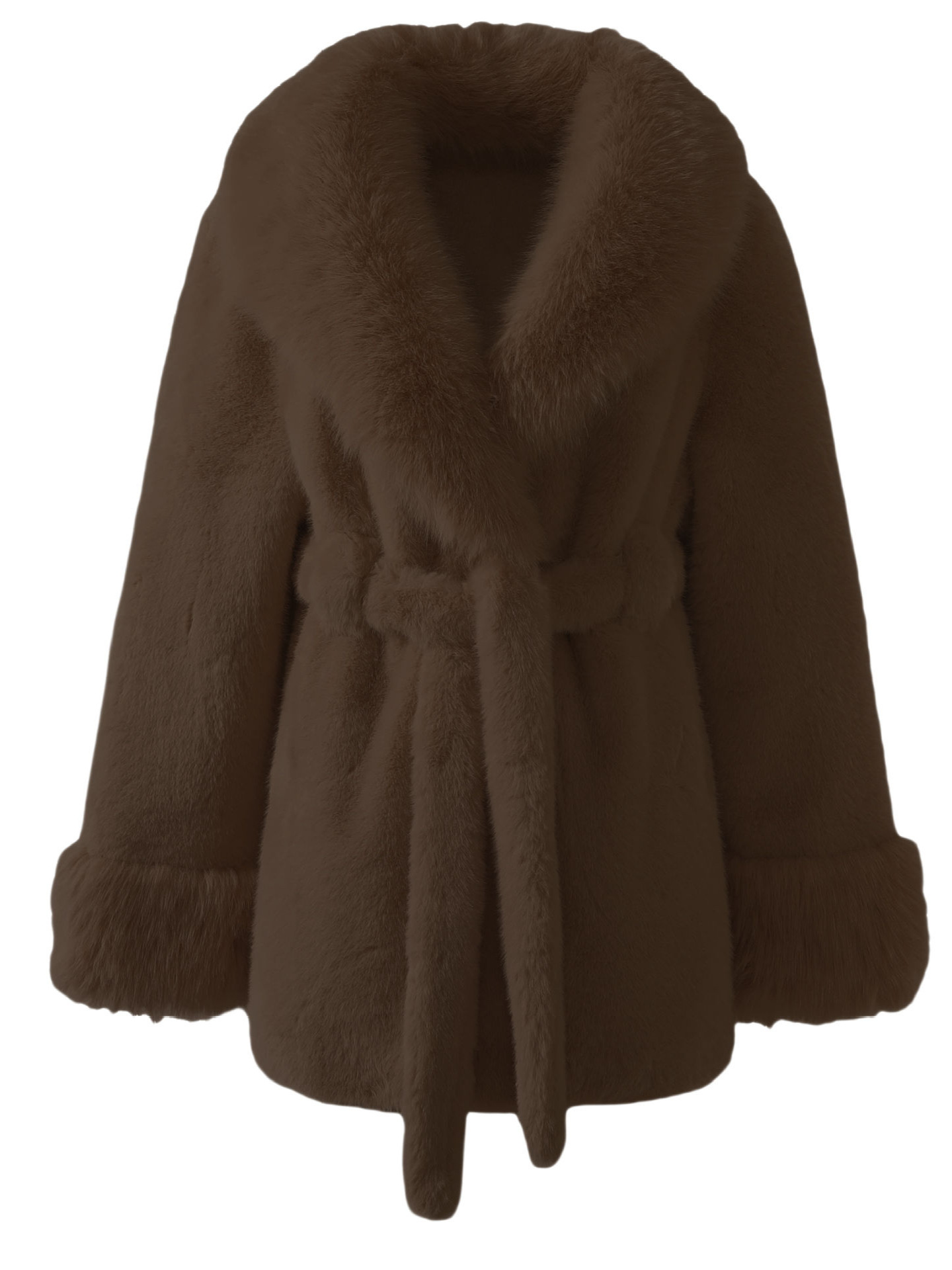 Cross-border imitation waterfowl fur faux fur chamois velvet mid-length collar buttoned leather and fur integrated eco-friendly fox coat for autumn and winter