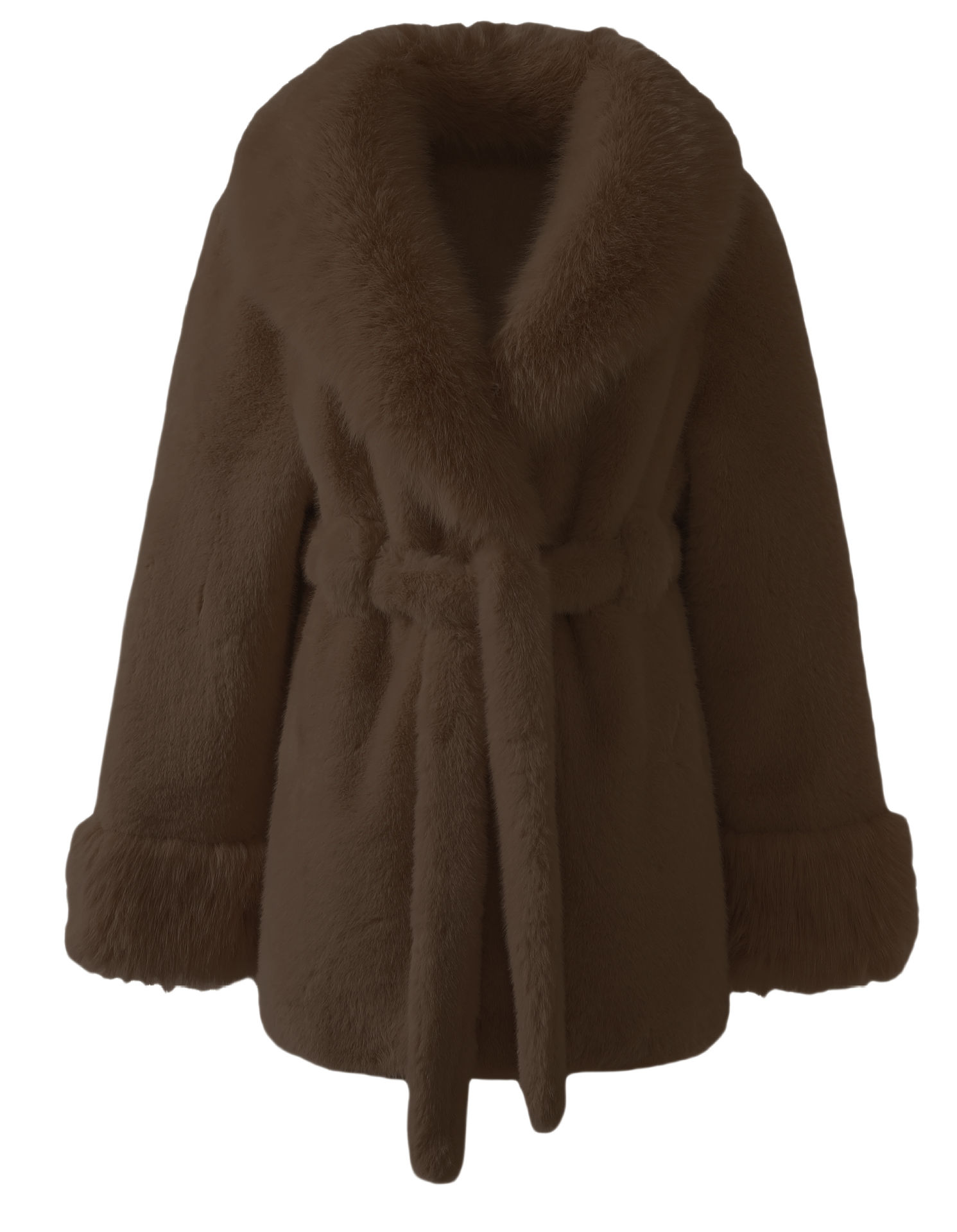 Cross-border imitation waterfowl fur faux fur chamois velvet mid-length collar buttoned leather and fur integrated eco-friendly fox coat for autumn and winter Cross-border imitation waterfowl fur faux fur chamois velvet mid-length collar buttoned leather and fur integrated eco-friendly fox coat for autumn and winter