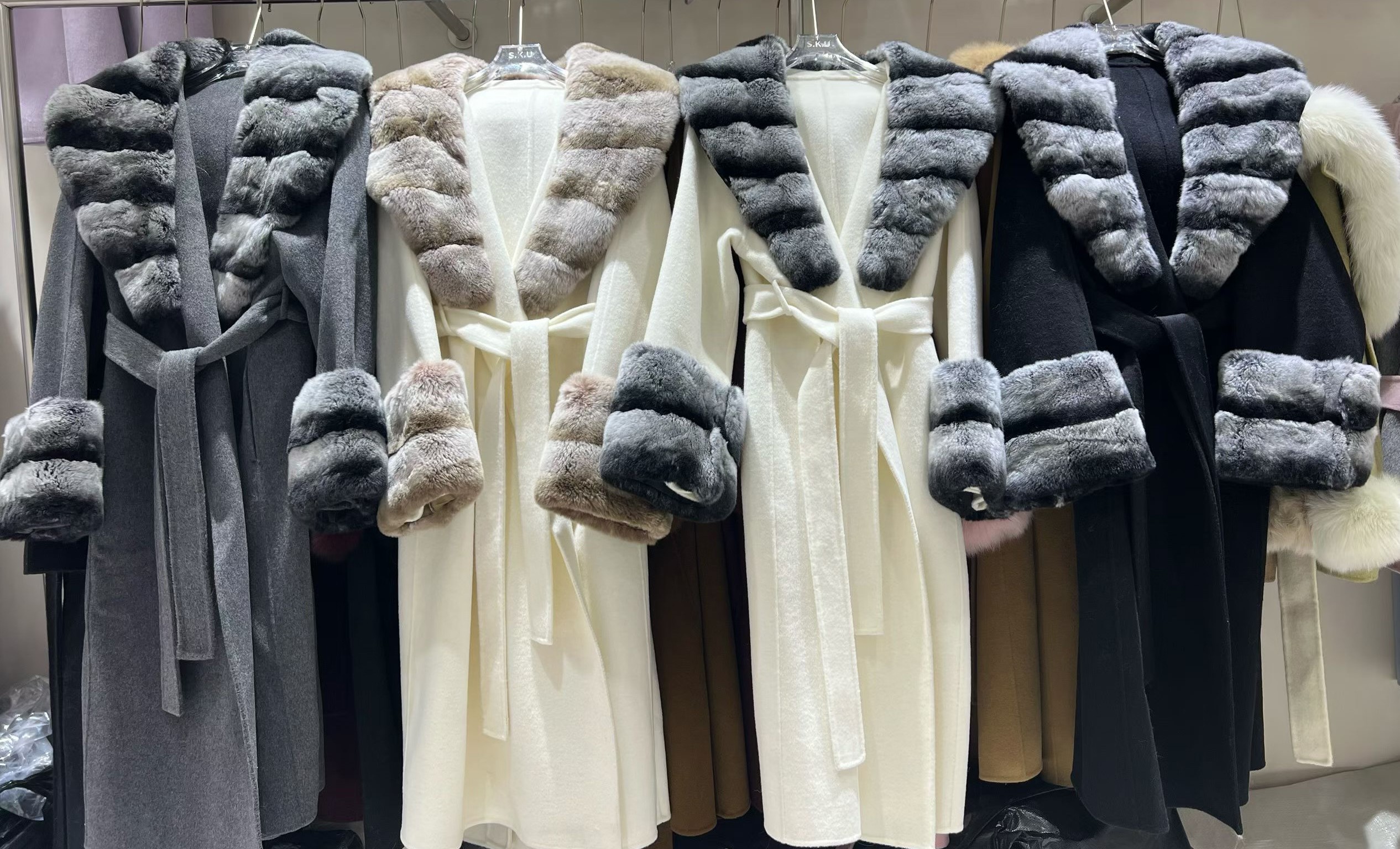 Fox fur rabbit fur double-sided wool coat