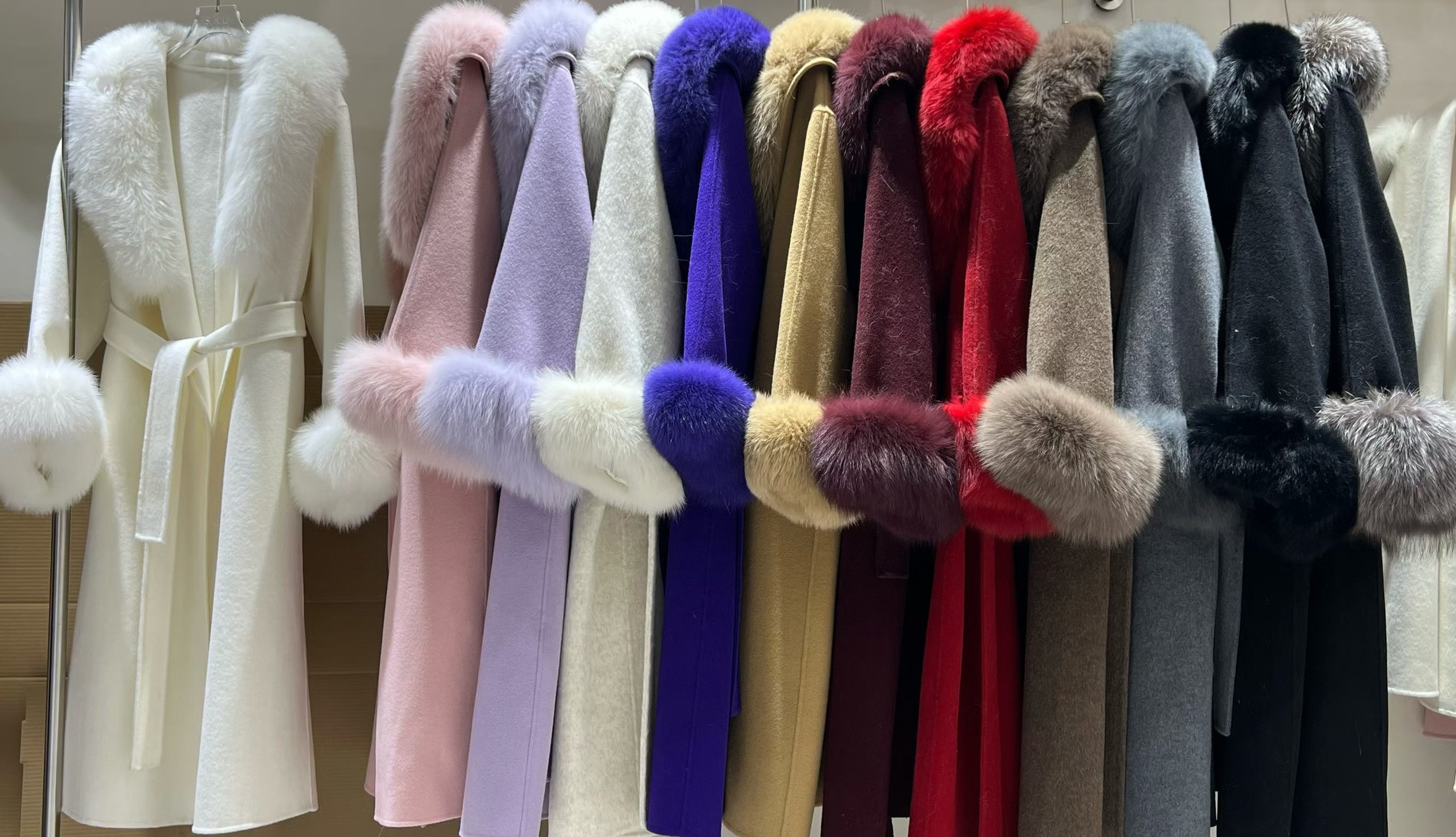 Fox fur rabbit fur double-sided wool coat