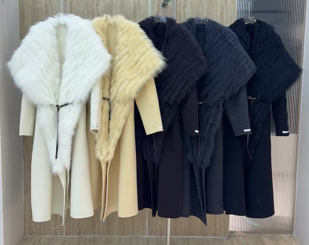 Fox fur rabbit fur double-sided wool coat