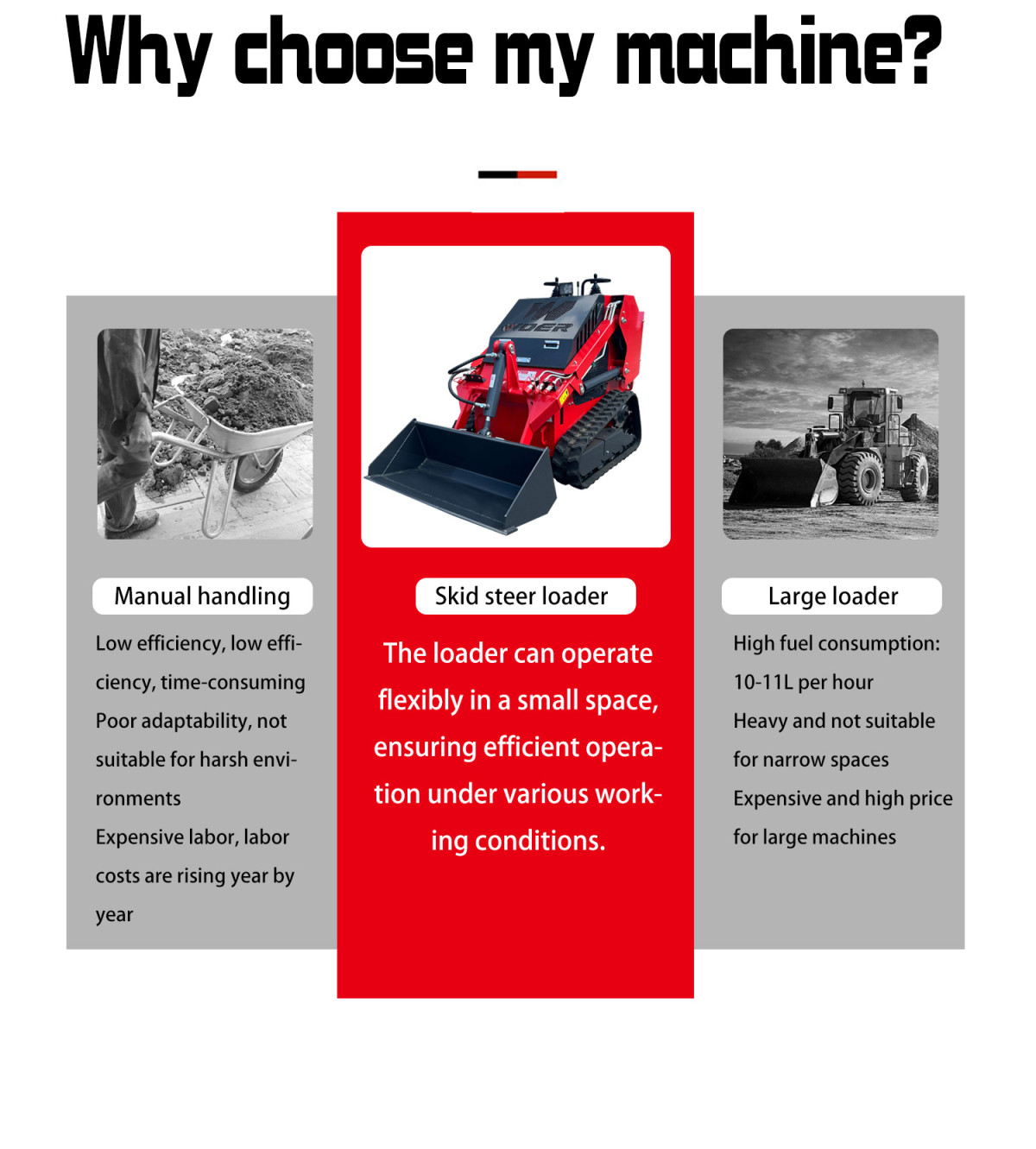 walk behind crawler mini skid steer loader