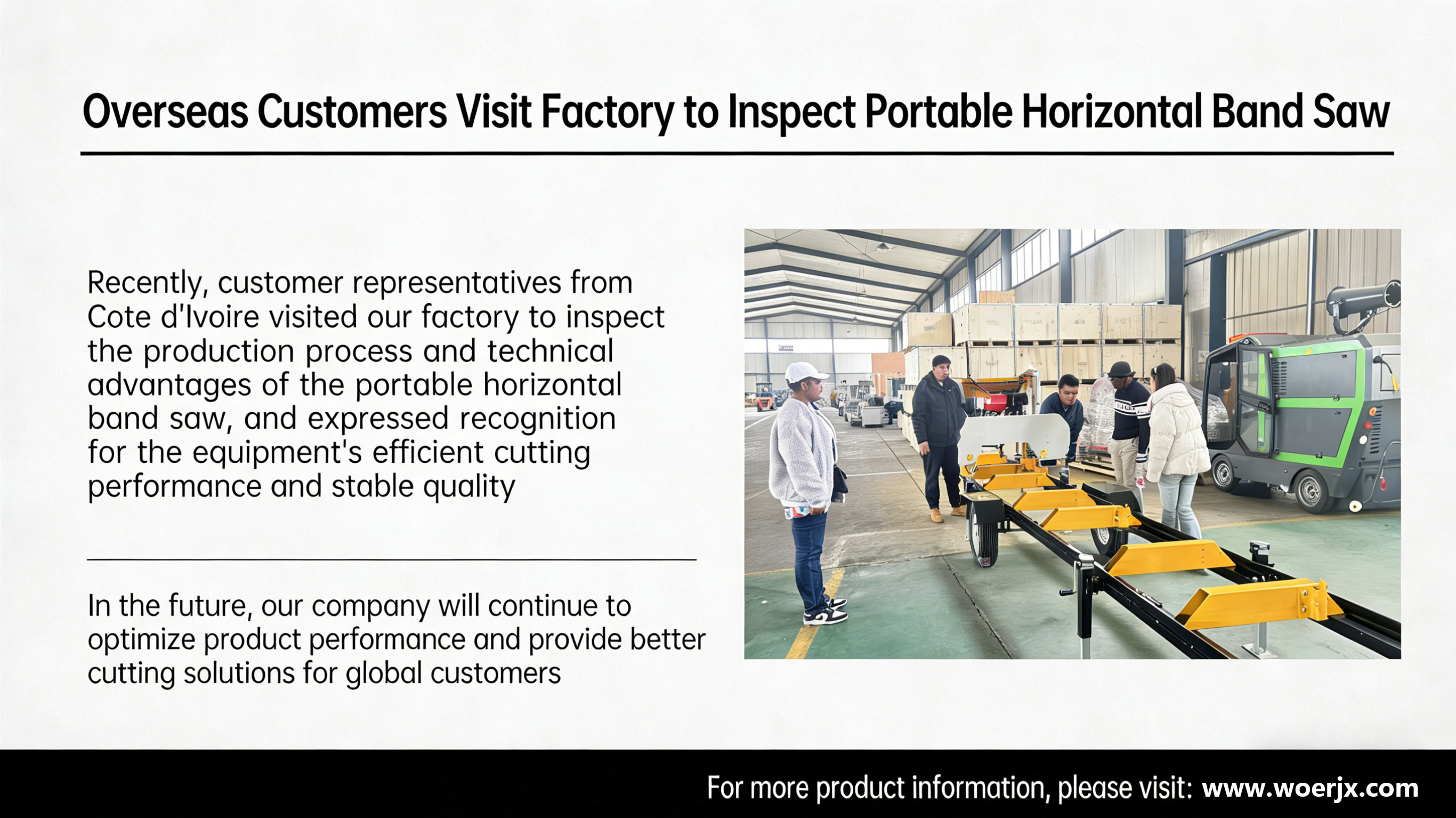 科特迪瓦客户参观VOER工厂考察卧式带锯机