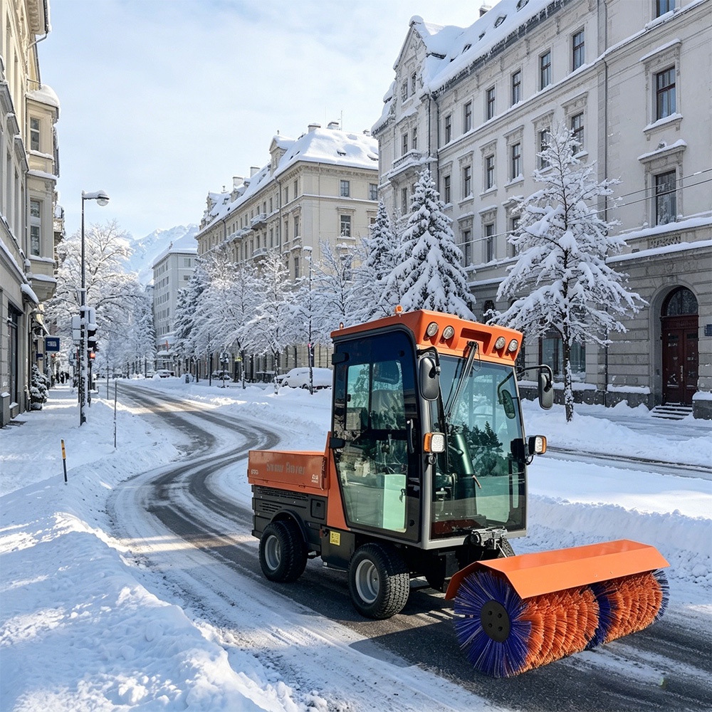 多功能高效工业四轮驱动封闭式驾驶舱路面清雪机