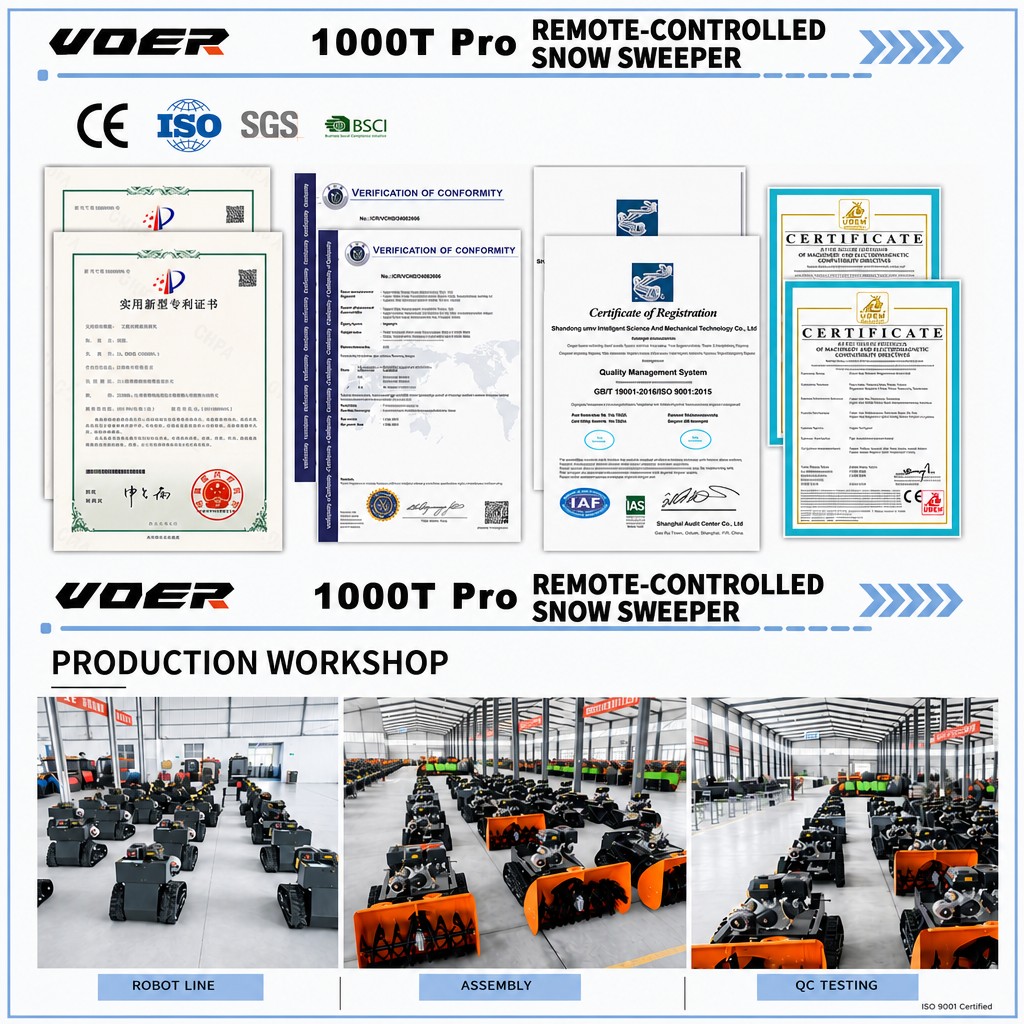Woer 1000T-Pro 遥控抛雪机｜15HP 420cc 履带式遥控吹雪机，100cm 清雪宽度、60cm 清雪深度、800m 遥控范围