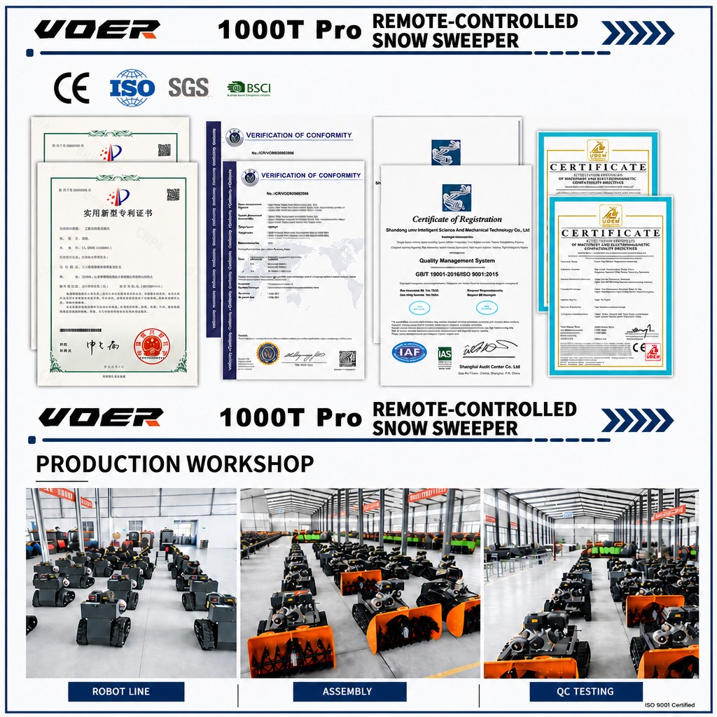 Woer 1000T-Pro RC遥控抛雪机——远程清理长车道和停车场 | 15HP履带式除雪机，抛雪距离最远达15m