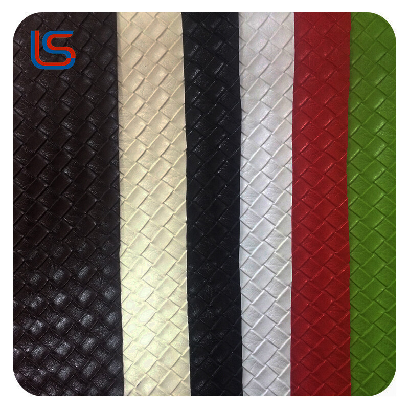 W5101 PVC Artificial Leather Decorative Leather with Woven Pattern PU Artificial Leather Classic Lychee Texture Sofa Leather