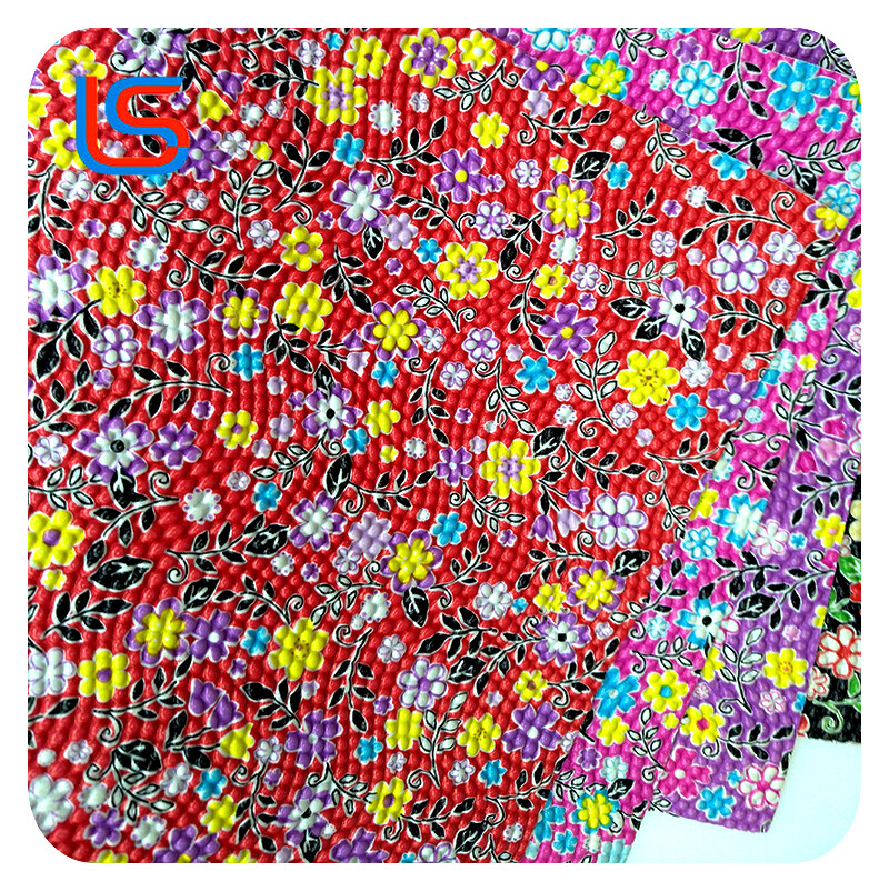 NH170620#3-2 Transfer Film PVC Artificial Leather Series Large Floral Prints Diverse Colors Stain Resistant Sturdy Ideal for Bags Upholstery