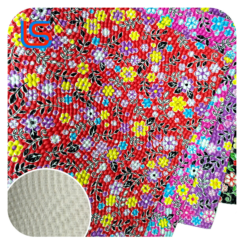 NH170620#3-2 Transfer Film PVC Artificial Leather Series Large Floral Prints Diverse Colors Stain Resistant Sturdy Ideal for Bags Upholstery