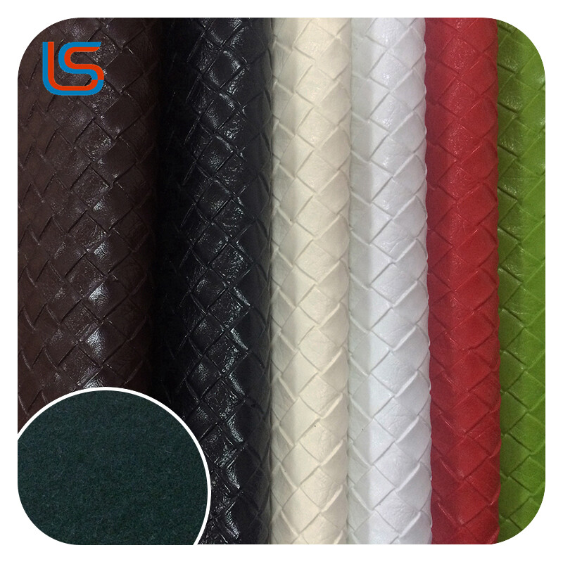 W5101 PVC Artificial Leather Decorative Leather with Woven Pattern PU Artificial Leather Classic Lychee Texture Sofa Leather